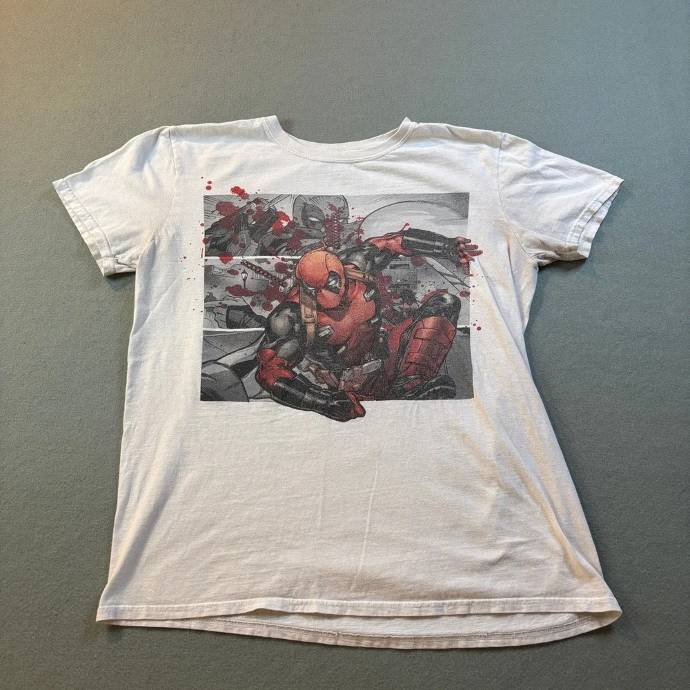 Marvel Deadpool T Shirt Mens M White Comic Book Todd McFarlane Super Hero
